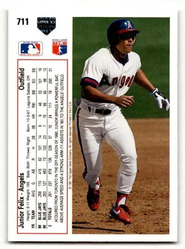 Junior Felix California baseball card from 1991 Upper Deck California Angels series