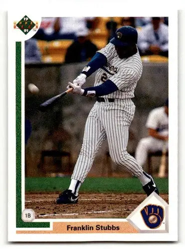 Original gloss Franklin Stubbs Milwaukee baseball card from 1991 Upper Deck series
