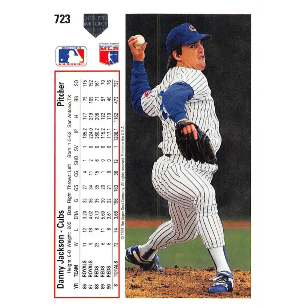 1991 Upper Deck #723 Danny Jackson EX Excellent Chicago Cubs Baseball Card - Baseball Card Single