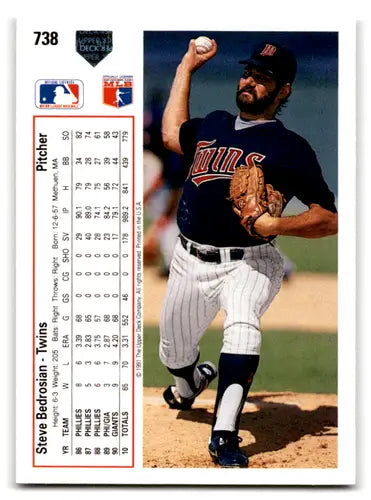 Original gloss of Steve Bedrosian baseball card from 1991 Upper Deck Twins collection
