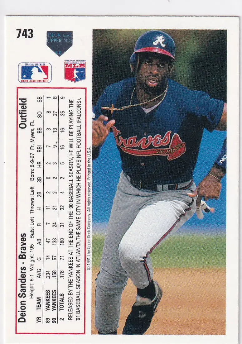 1991 UPPER DECK #743 DEION SANDERS- ATLANTA BRAVES
