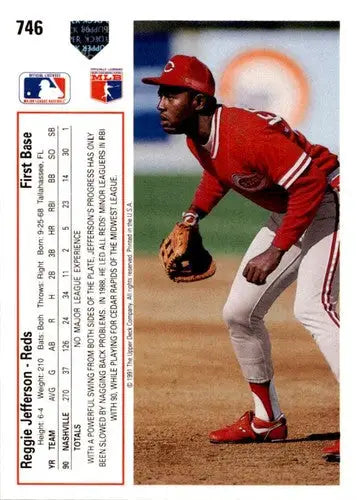 Original gloss baseball card featuring Reggie Jefferson from 1991 Upper Deck ID 45638