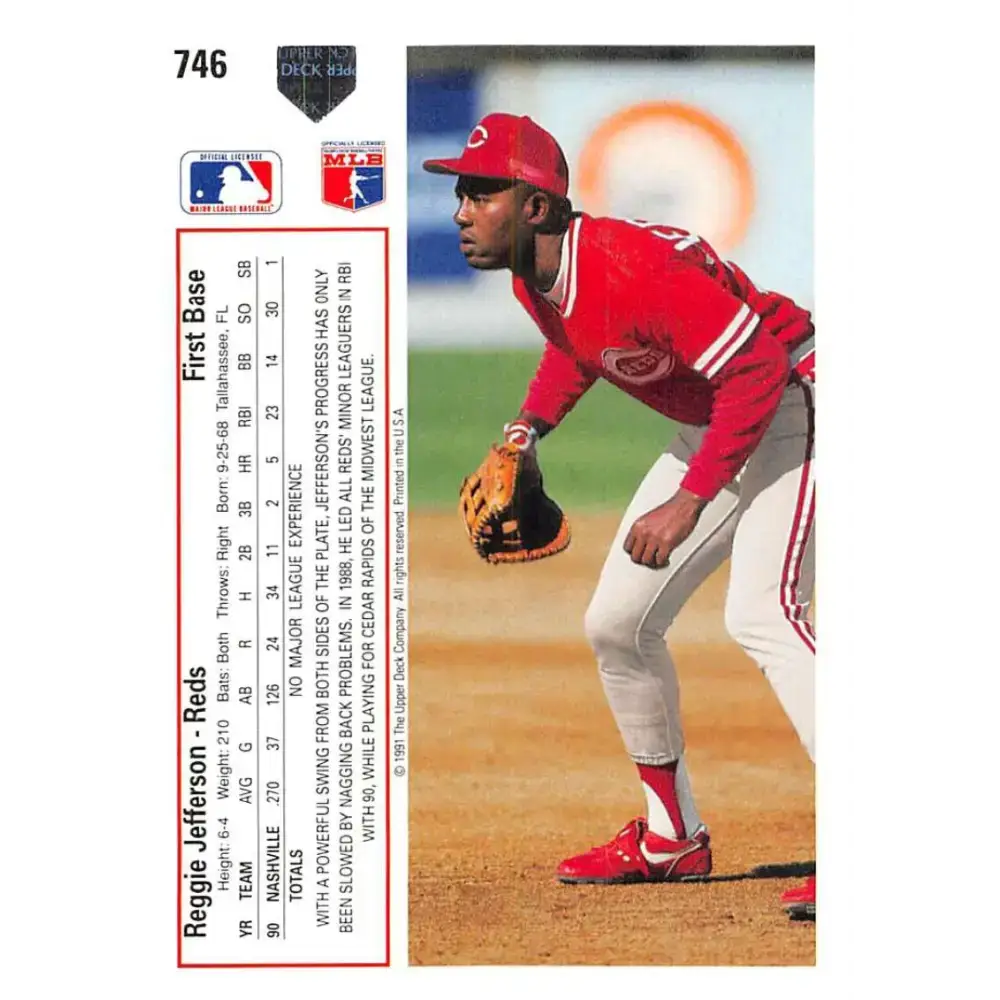 1991 Upper Deck #746 Reggie Jefferson NM-MT Cincinnati Reds Baseball Card - Baseball Card Single