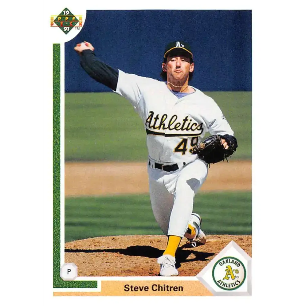 1991 Upper Deck #753 Steve Chitren EX Excellent RC Rookie Oakland Athletics Baseball Card - Baseball Card Single