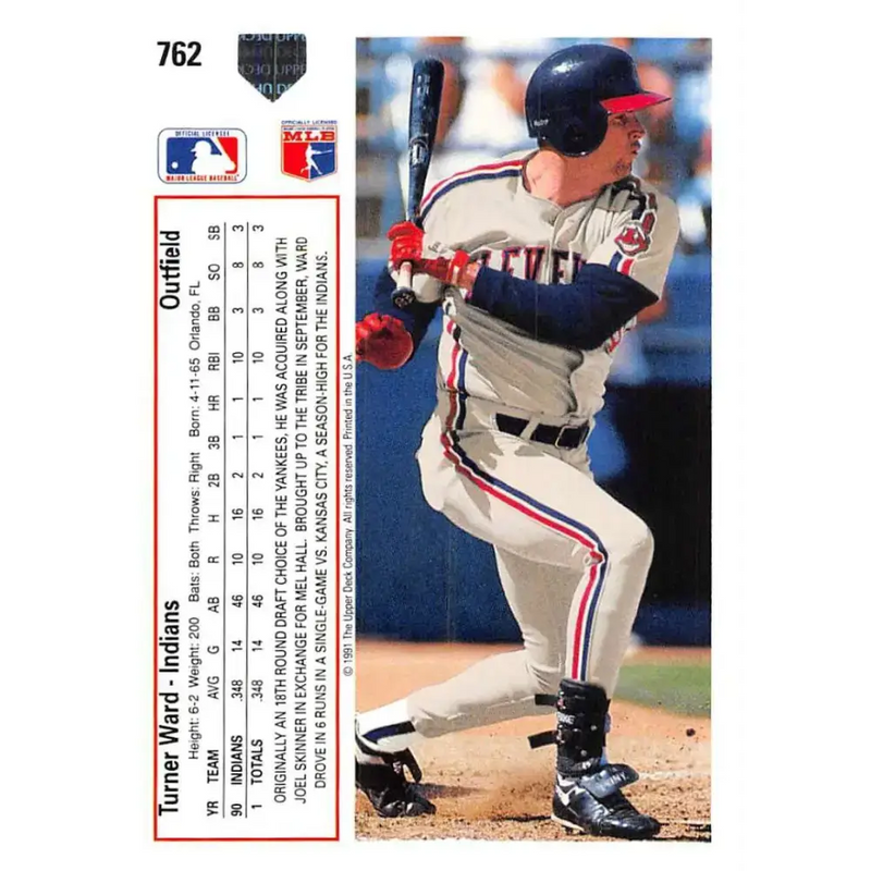 1991 Upper Deck #762 Turner Ward EX Excellent RC Rookie Cleveland Indians Baseball Card - Baseball Card Single