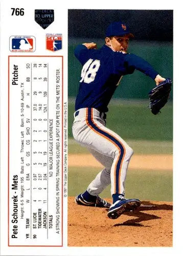 Original gloss 1991 Upper Deck Pete Schourek baseball card displayed in product ID 45631