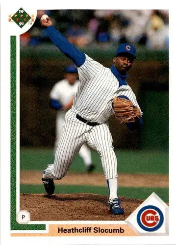 Original gloss Heathcliff Slocumb baseball card from 1991 Upper Deck #767