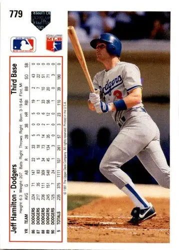 Jeff Hamilton baseball card from 1991 Upper Deck with original gloss display