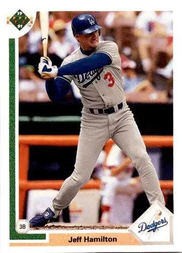 1991 Upper Deck Jeff Hamilton baseball card with original gloss displayed