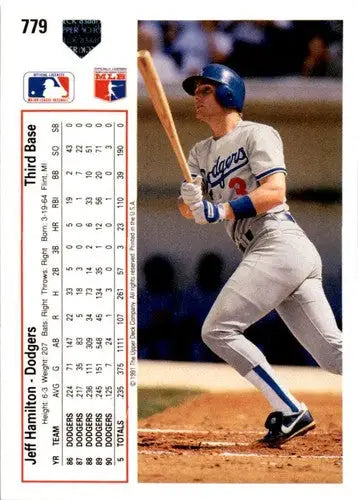 Jeff Hamilton baseball card from 1991 Upper Deck with original gloss and ID 45711