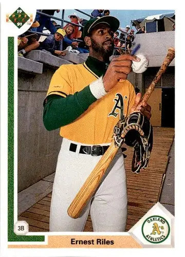 Original gloss 1991 Upper Deck Ernest Riles baseball card front side image