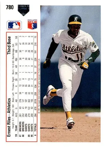 Original gloss Baseball card featuring Ernest Riles from 1991 Upper Deck #780