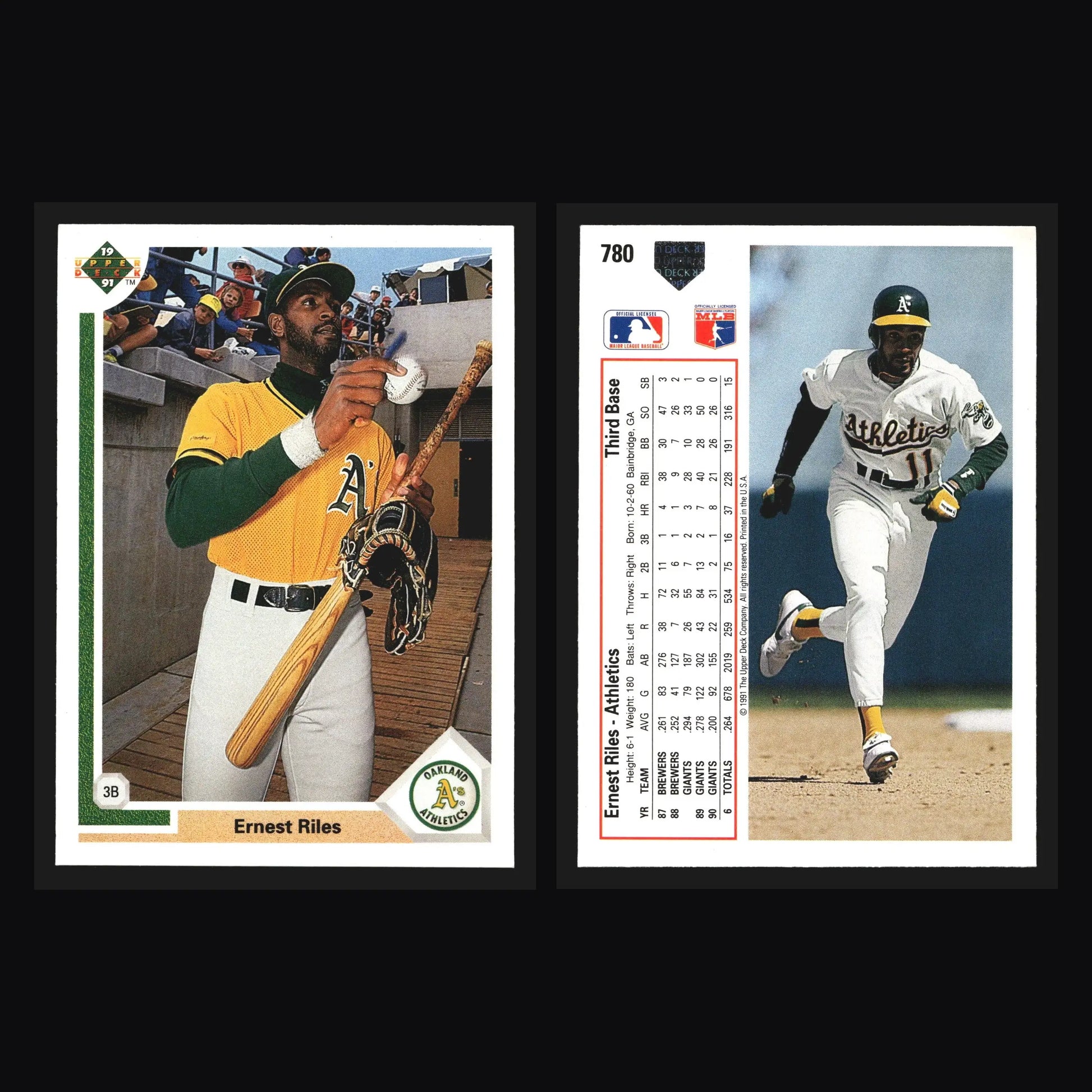 1991 Upper Deck #780 Ernest Riles Oakland Athletics - Baseball Card Single