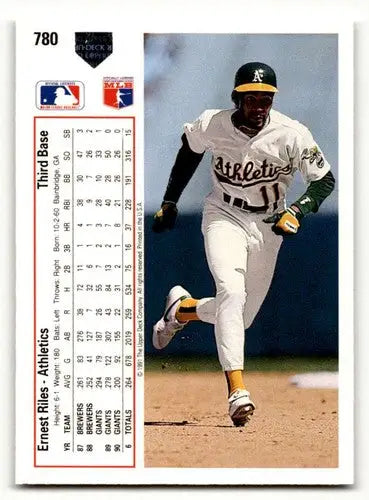 1991 Upper Deck Ernest Riles Oakland Athletics baseball card product image