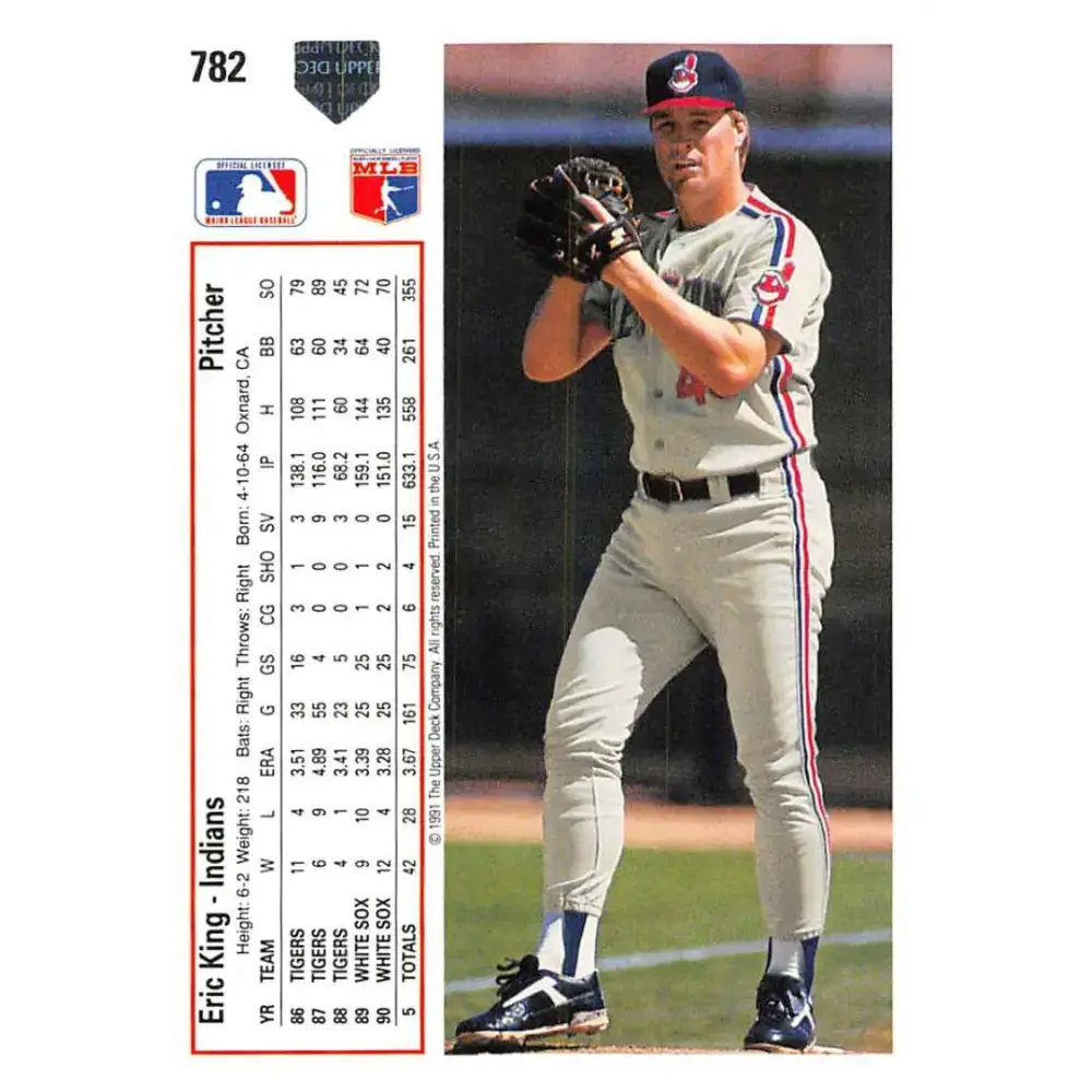 1991 Upper Deck #782 Eric King EX Excellent Cleveland Indians Baseball Card