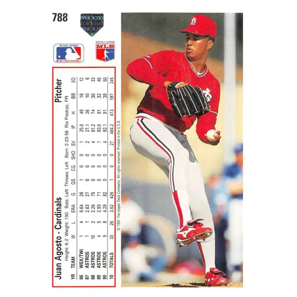 1991 Upper Deck #788 Juan Agosto NM-MT St. Louis Cardinals Baseball Card - Baseball Card Single