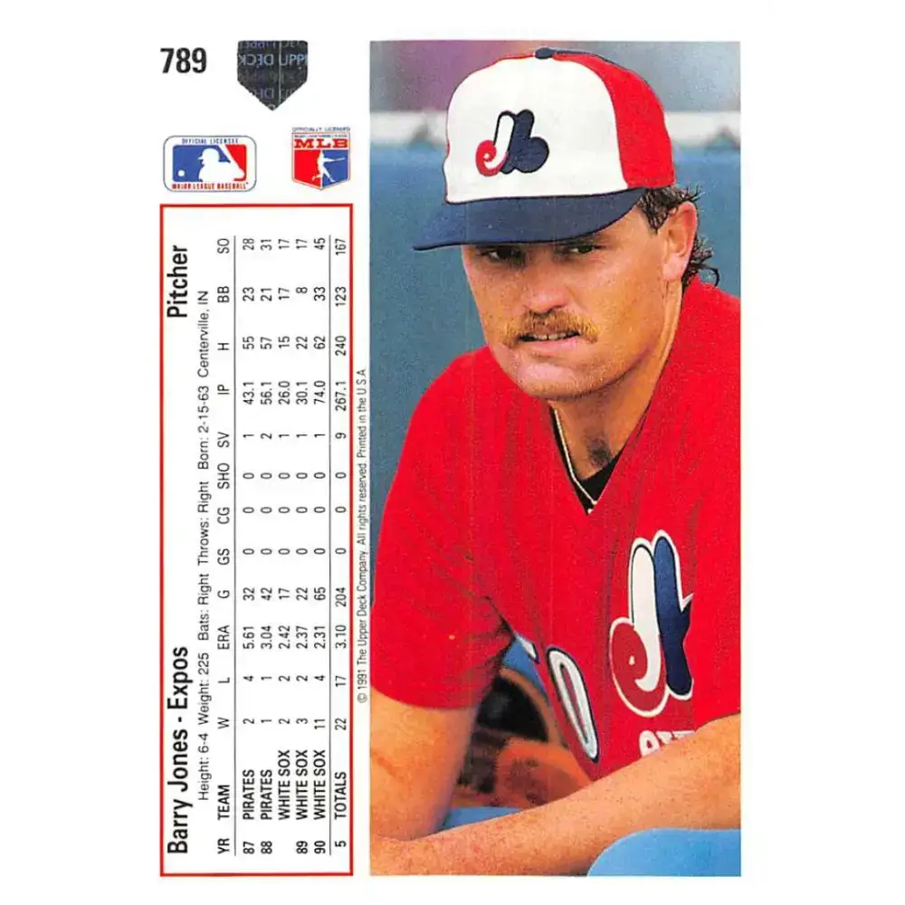 1991 Upper Deck #789 Barry Jones NM-MT Montreal Expos Baseball Card - Baseball Card Single
