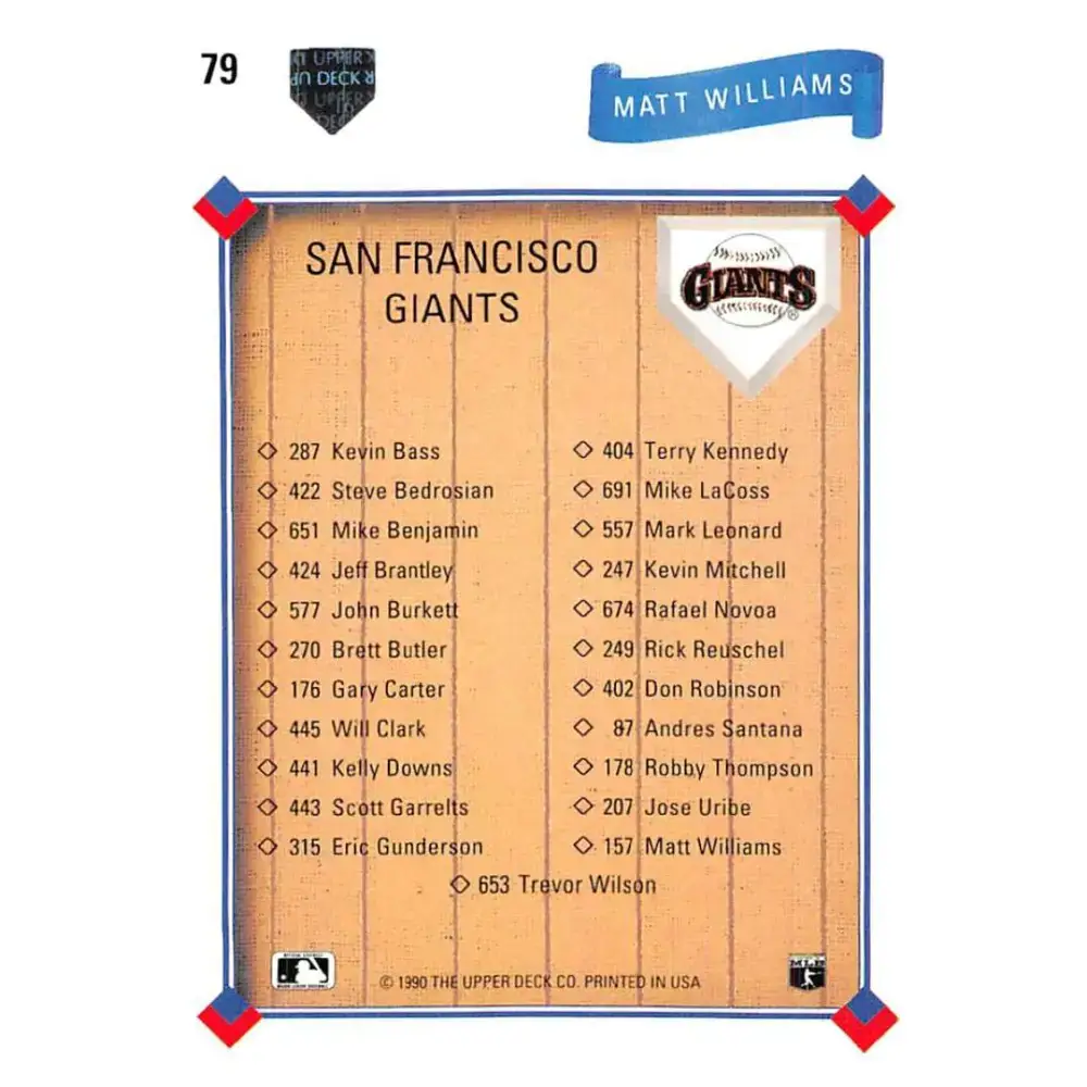 1991 Upper Deck #79 Matt Williams TC NM-MT San Francisco Giants Baseball Card - Baseball Card Single