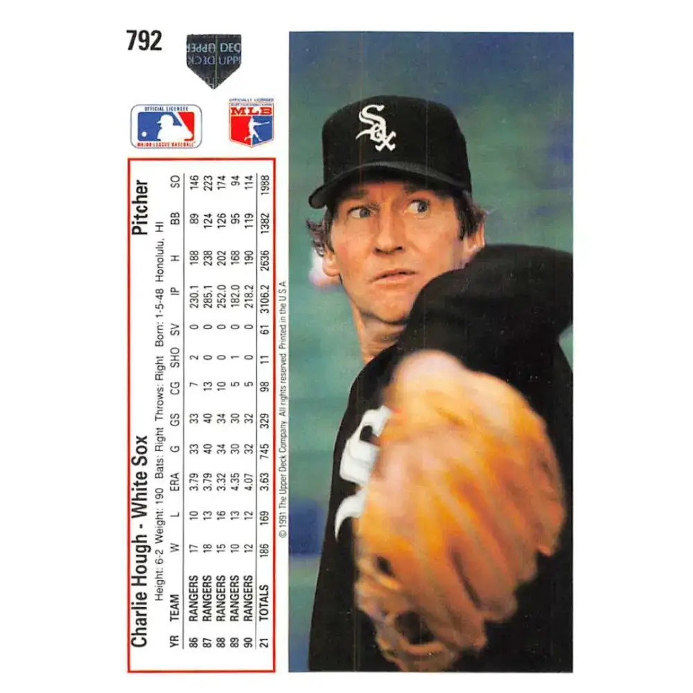 1991 Upper Deck #792 Charlie Hough EX Excellent Chicago White Sox Baseball Card - Baseball Card Single
