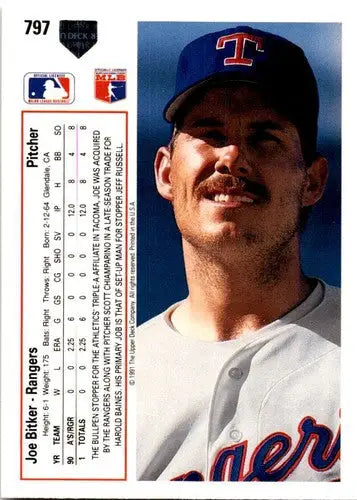 Original gloss Upper Deck Joe Bitker baseball card from 1991 Upper Deck #797