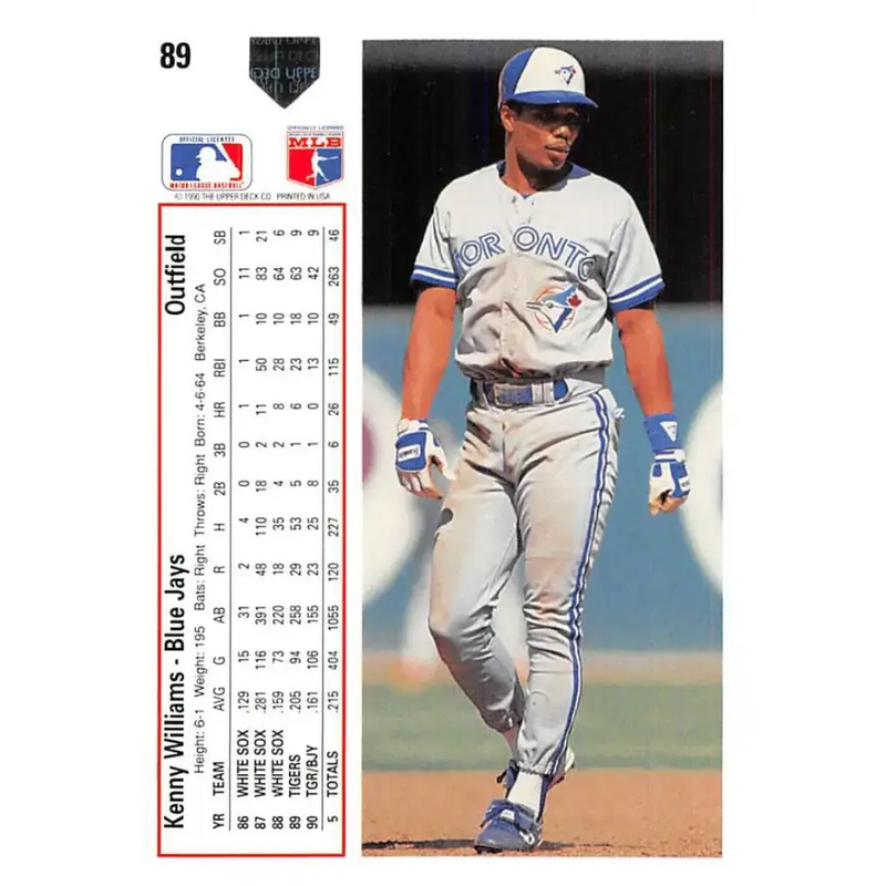 1991 Upper Deck #89 Kenny Williams NM-MT Toronto Blue Jays Baseball Card - Baseball Card Single