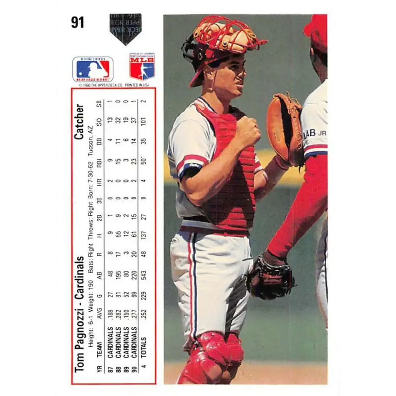 1991 Upper Deck #91 Tom Pagnozzi EX Excellent St. Louis Cardinals Baseball Card - Baseball Card Single