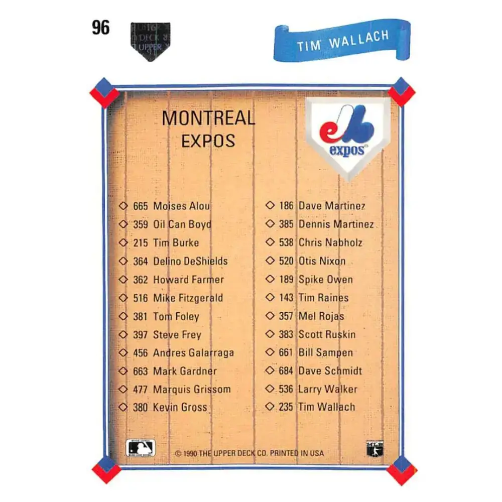 1991 Upper Deck #96 Tim Wallach TC NM-MT Montreal Expos Baseball Card - Baseball Card Single