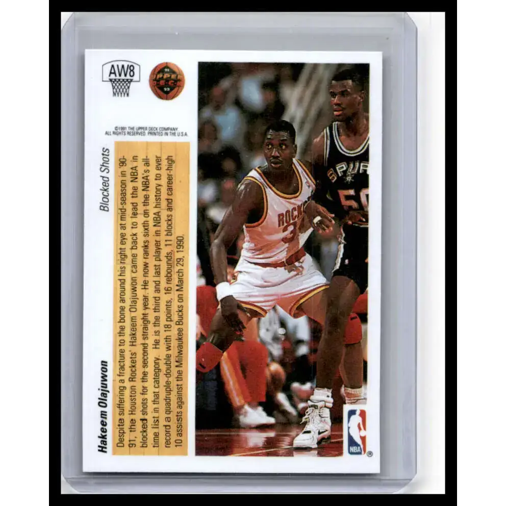1991 Upper Deck #AW8 Hakeem Olajuwon NM-MT Houston Rockets Basketball Card - Basketball Card Single