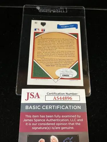 Framed 1991 Upper Deck Cecil Fielder trading card with JSA authentication