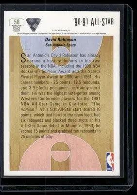 1991 Upper Deck David Robinson #58 Basketball - Basketball Card Single