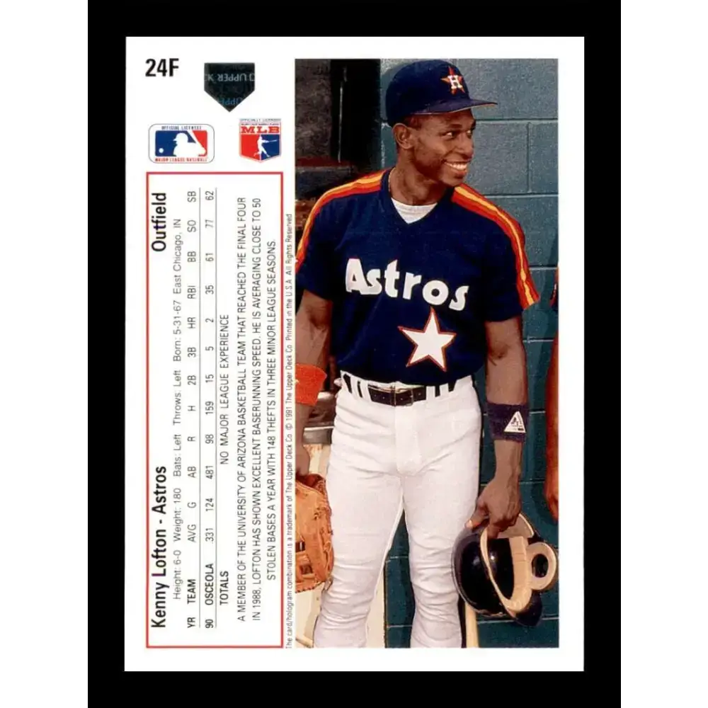 1991 Upper Deck Final Edition #24 Kenny Lofton EX Excellent RC Rookie Houston Astros Baseball Card - Baseball Card