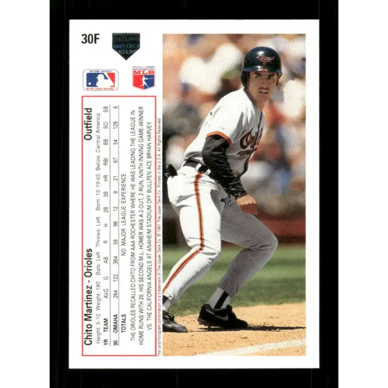 1991 Upper Deck Final Edition #30 Chito Martinez EX Excellent RC Rookie Baltimore Orioles Baseball Card - Baseball Card