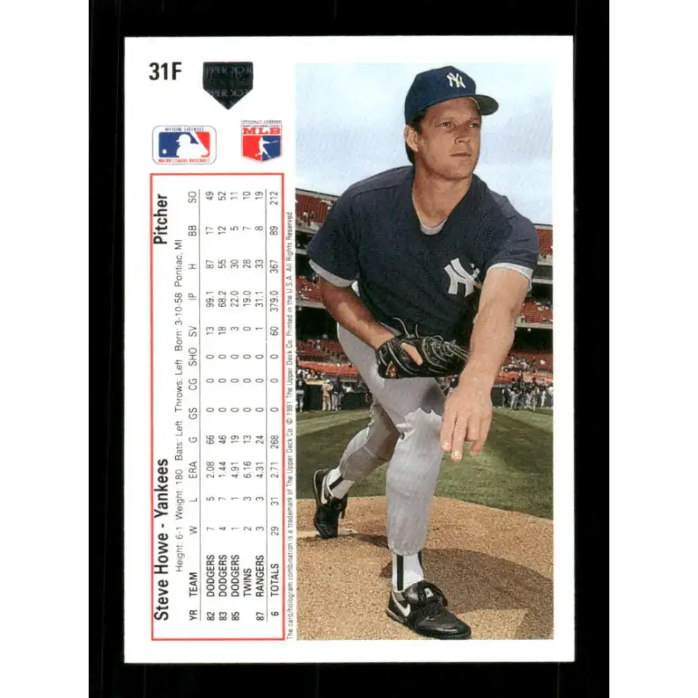 1991 Upper Deck Final Edition #31 Steve Howe EX Excellent New York Yankees Baseball Card - Baseball Card Single