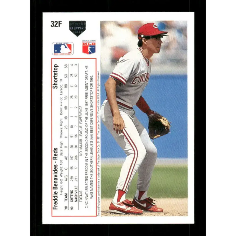1991 Upper Deck Final Edition #32 Freddie Benavides EX Excellent RC Rookie Cincinnati Reds Baseball Card - Baseball