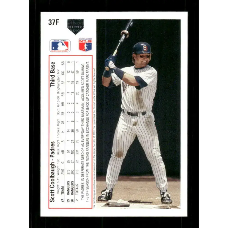1991 Upper Deck Final Edition #37 Scott Coolbaugh EX Excellent San Diego Padres Baseball Card - Baseball Card Single
