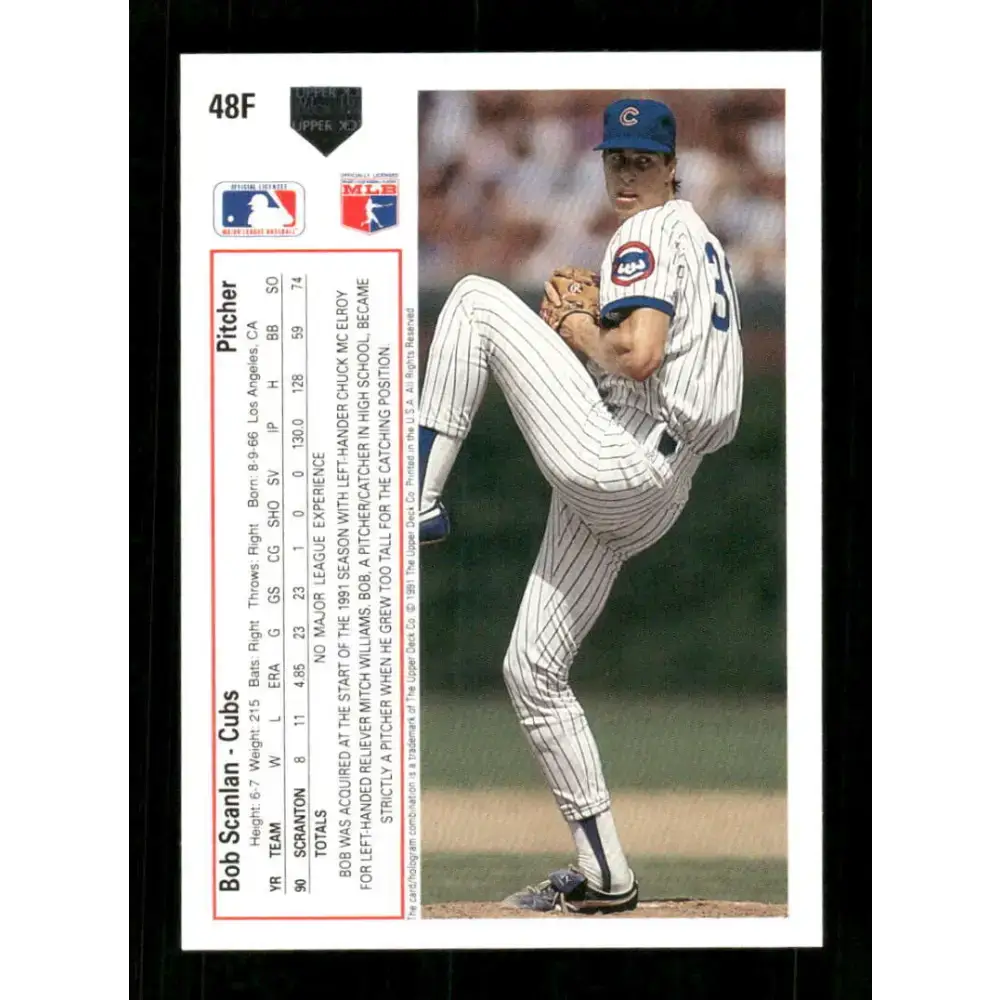 1991 Upper Deck Final Edition #48 Bob Scanlan EX Excellent RC Rookie Chicago Cubs Baseball Card - Baseball Card Single