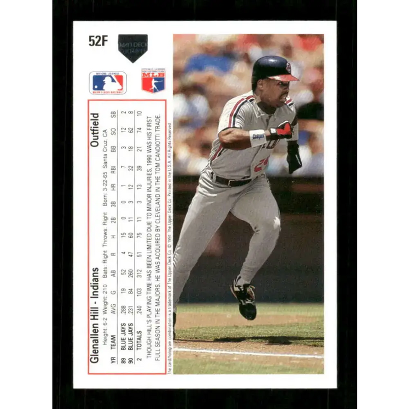 1991 Upper Deck Final Edition #52 Glenallen Hill EX Excellent Cleveland Indians Baseball Card - Baseball Card Single