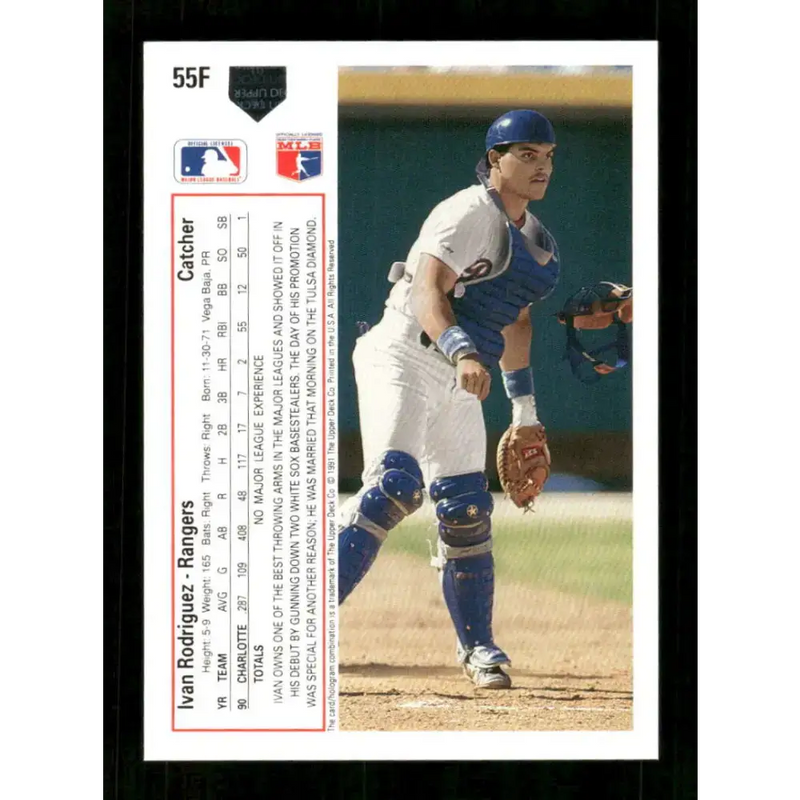 1991 Upper Deck Final Edition #55 Ivan Rodriguez EX Excellent RC Rookie Texas Rangers Baseball Card - Baseball Card