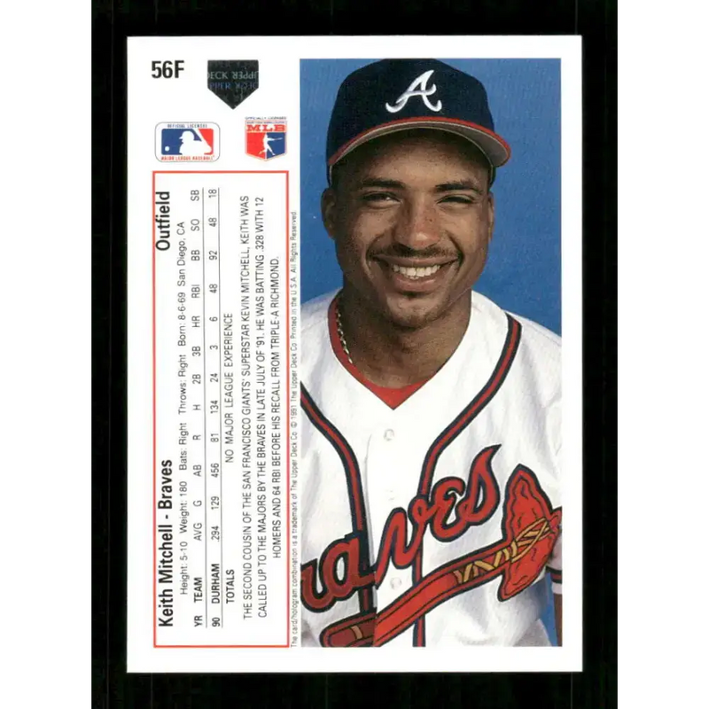 1991 Upper Deck Final Edition #56 Keith Mitchell EX Excellent RC Rookie Atlanta Braves Baseball Card - Baseball Card