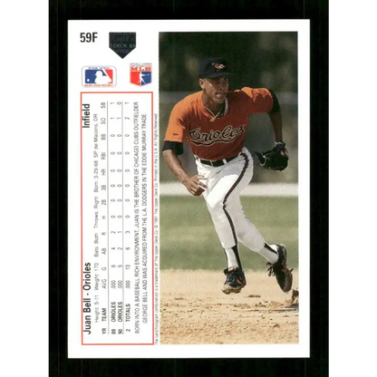 1991 Upper Deck Final Edition #59 Juan Bell EX Excellent Baltimore Orioles Baseball Card - Baseball Card