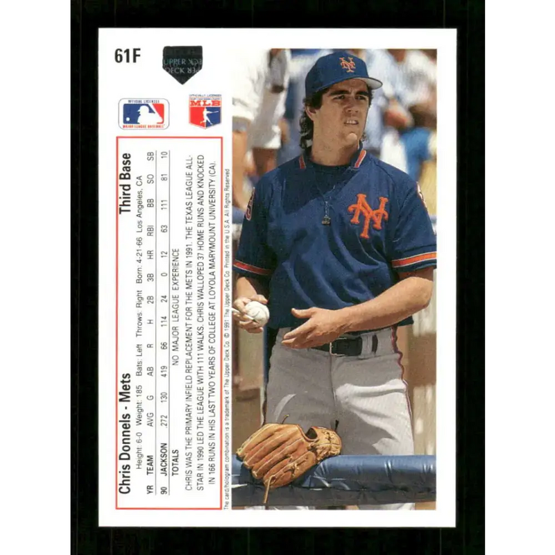 1991 Upper Deck Final Edition #61 Chris Donnels EX Excellent RC Rookie New York Mets Baseball Card - Baseball Card