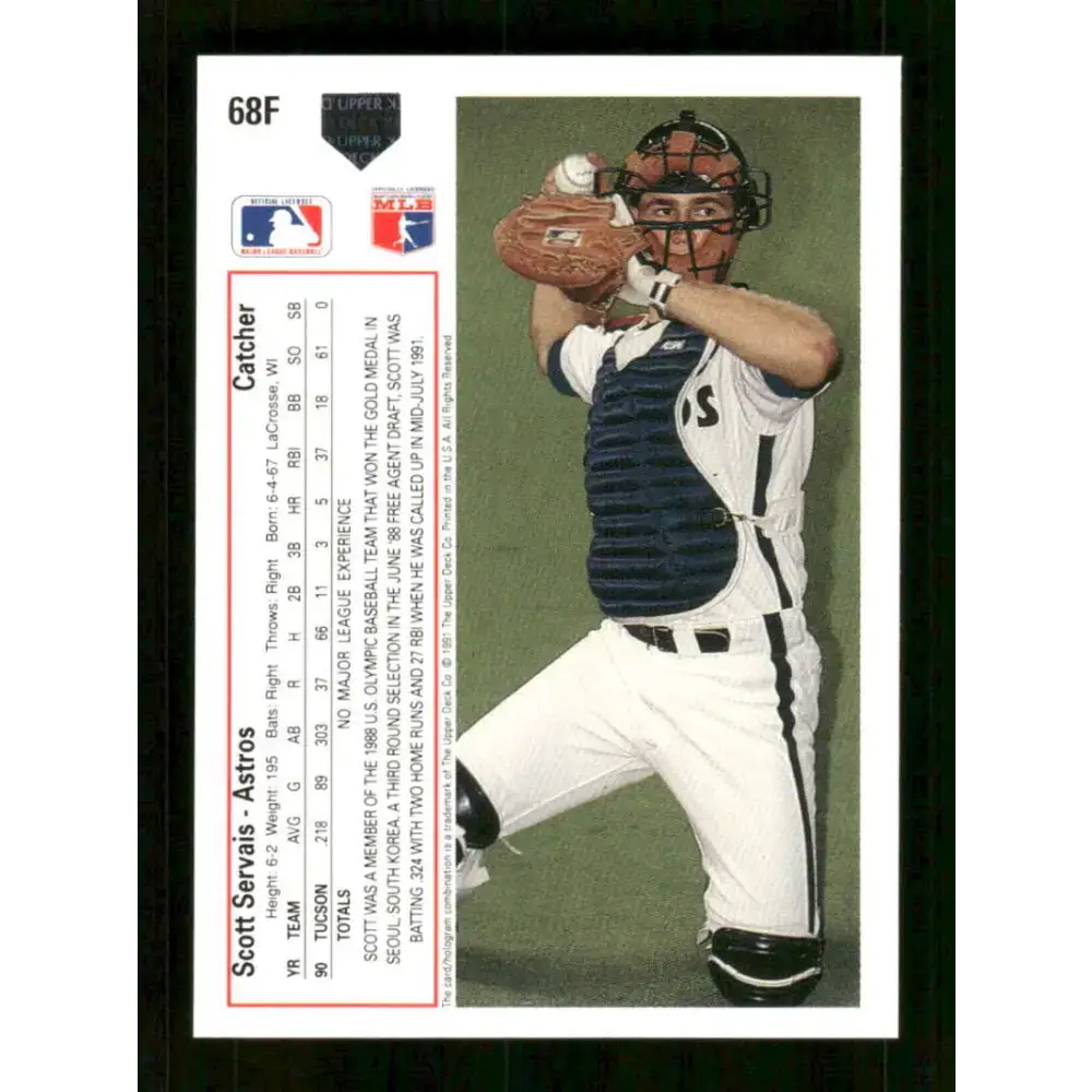 1991 Upper Deck Final Edition #68 Scott Servais EX Excellent RC Rookie Houston Astros Baseball Card - Baseball Card