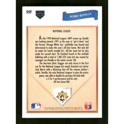1991 Upper Deck Final Edition #99 Bobby Bonilla EX Excellent Pittsburgh Pirates Baseball Card - Baseball Card