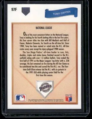 1991 Upper Deck Final Edition Tony Gwynn #97F Baseball - Baseball Card Single