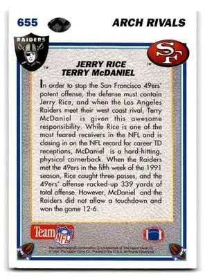 1991 Upper Deck Football Jerry Rice Terry McDaniel #655 Minnesota Vikings - Football Card Single
