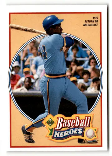 Original gloss baseball card of Hank Aaron from 1991 Upper Deck Hank series