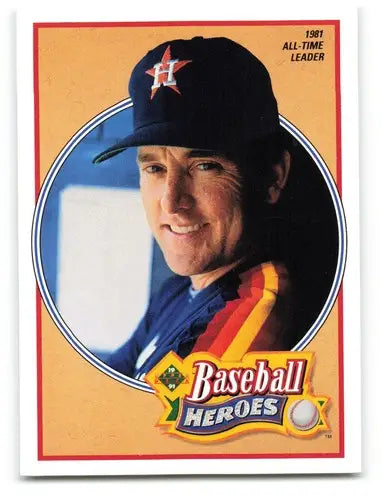 Baseball card featuring smiling Nolan Ryan in Houston Astros uniform from 1991 Upper Deck Nolan series