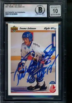 1991 Upper Deck Teemu Selanne CC #21 Rookie Hockey BGS Auto 10