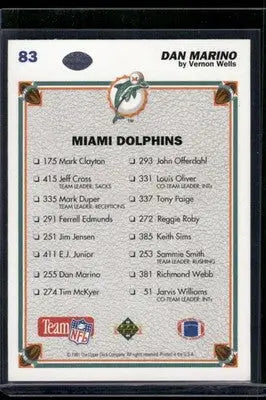 1991 Upper Deck The Collector’s Choice Dan Marino #83 Football - Football Card Single