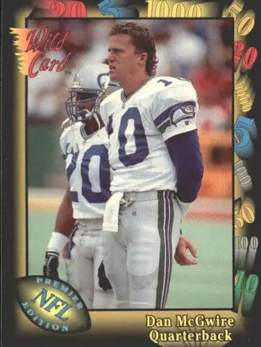 Original gloss 1991 Wild Card Dan McGwire football card featuring Seahawks rookie